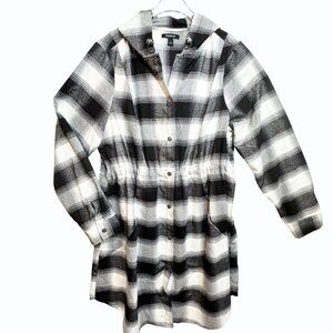 Torrid Plaid Flannel Anorak Jacket Plus Size 1X Hooded Longline Academia Hipster